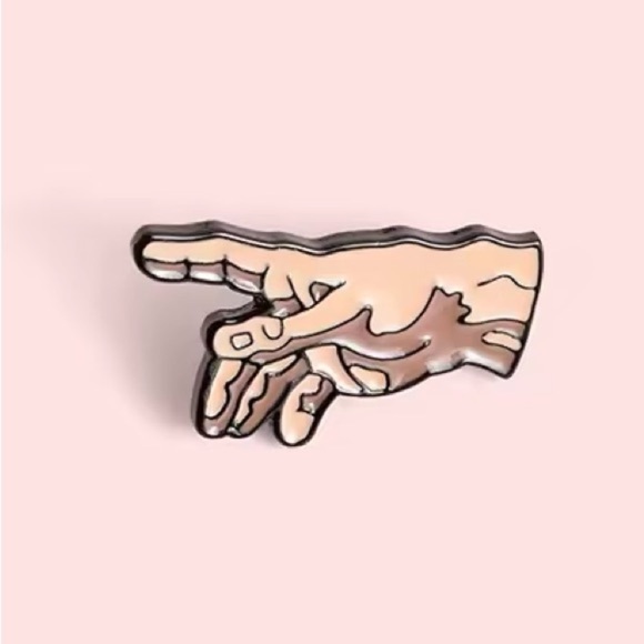 Women’s Jewelry Fashion Stylish Hand Gesture Enamel Pin - Pink, Tan, and Black - Picture 1 of 3